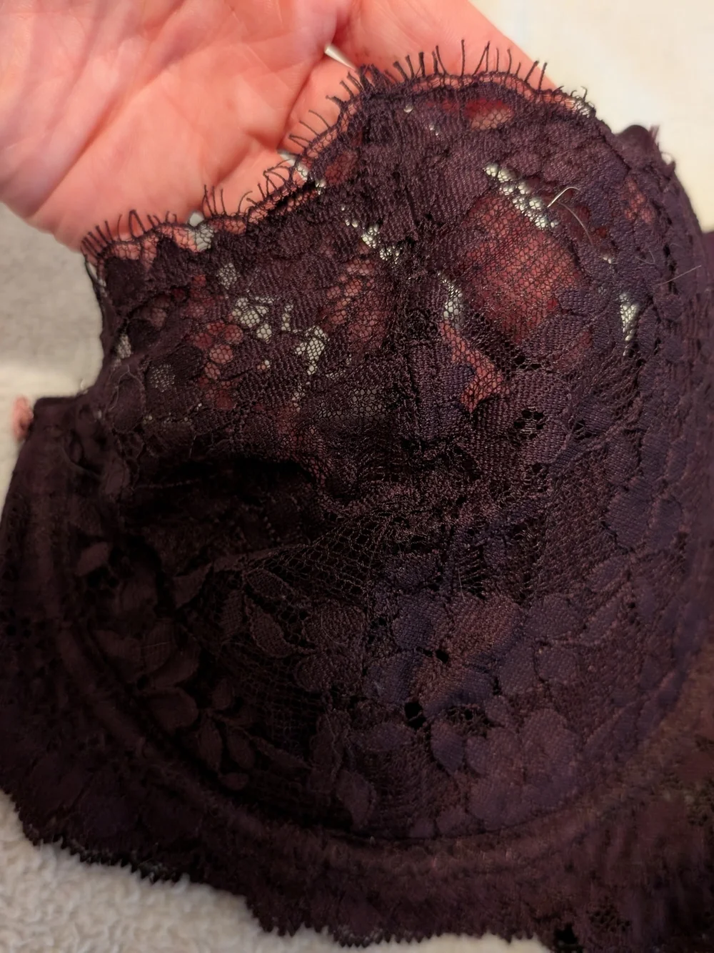 Victoria's Secret Lace Dream Angels Unlined Bra Trio - Blush, Plum, Black 32DDD - Picture 8 of 12